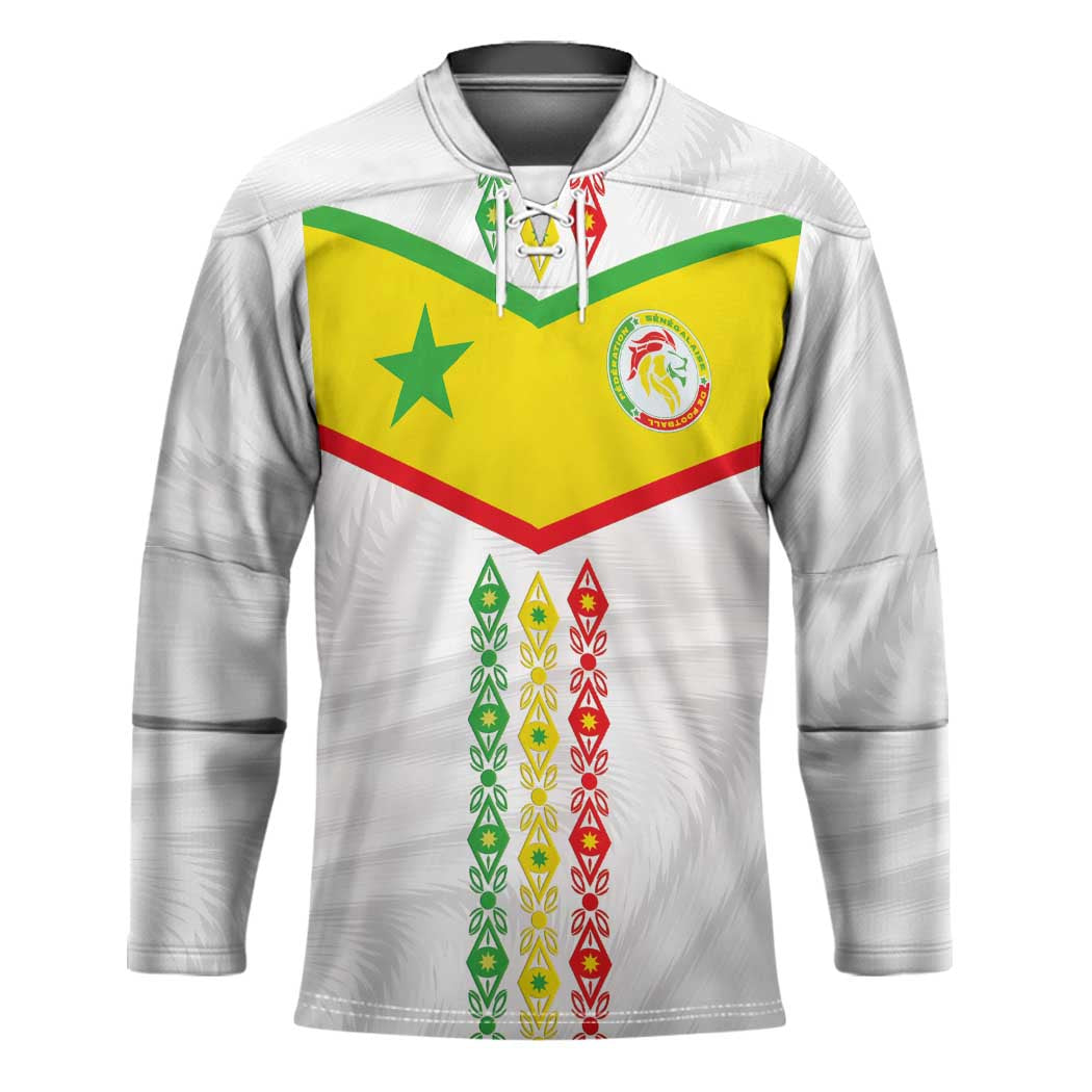 Custom Senegal Football Hockey Jersey Tricolor Traditional Patterns Sporty Style - Wonder Print Shop
