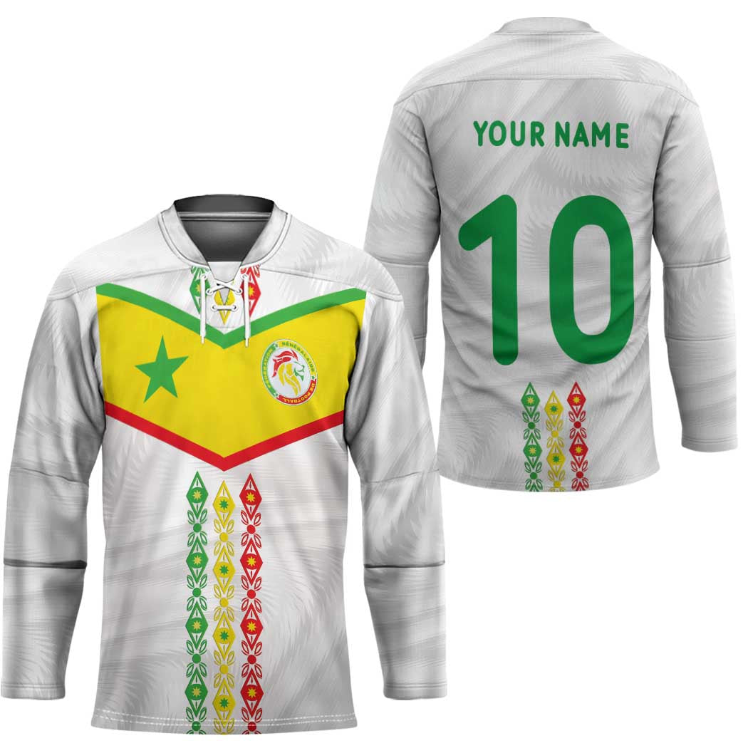 Custom Senegal Football Hockey Jersey Tricolor Traditional Patterns Sporty Style - Wonder Print Shop