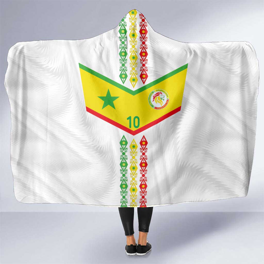 Custom Senegal Football Hooded Blanket Tricolor Traditional Patterns Sporty Style - Wonder Print Shop