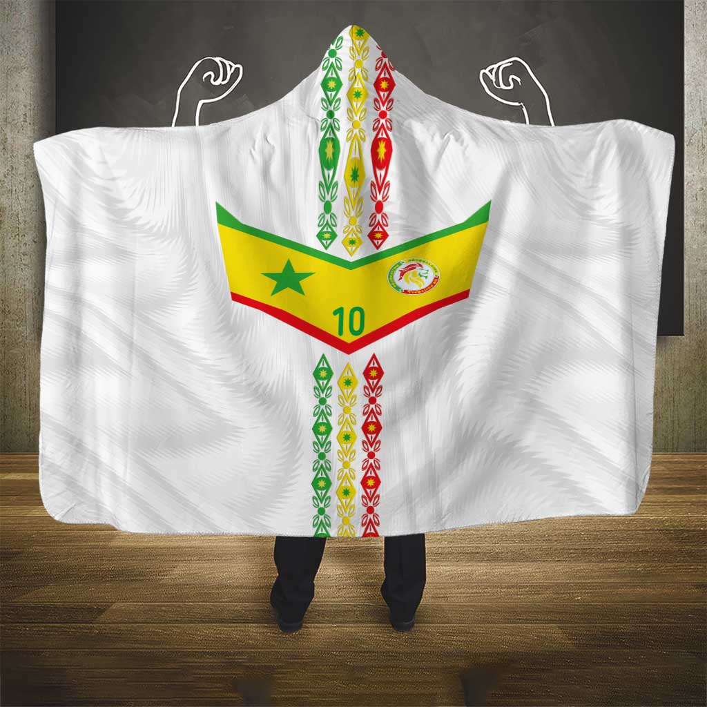 Custom Senegal Football Hooded Blanket Tricolor Traditional Patterns Sporty Style - Wonder Print Shop