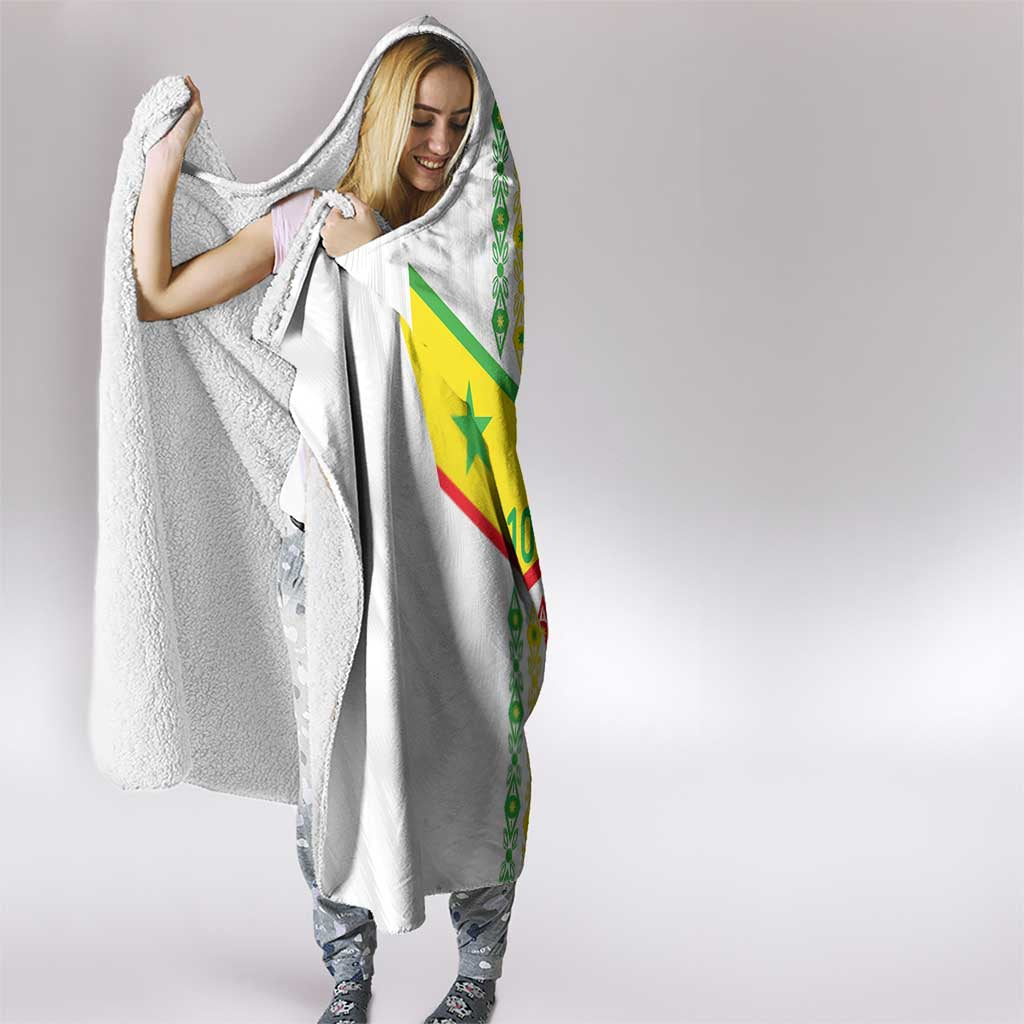 Custom Senegal Football Hooded Blanket Tricolor Traditional Patterns Sporty Style - Wonder Print Shop