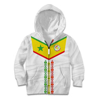 Custom Senegal Football Kid Hoodie Tricolor Traditional Patterns Sporty Style - Wonder Print Shop