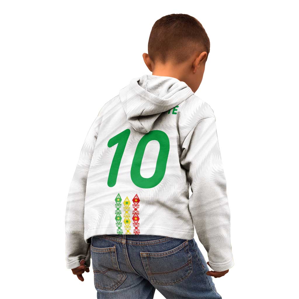 Custom Senegal Football Kid Hoodie Tricolor Traditional Patterns Sporty Style - Wonder Print Shop