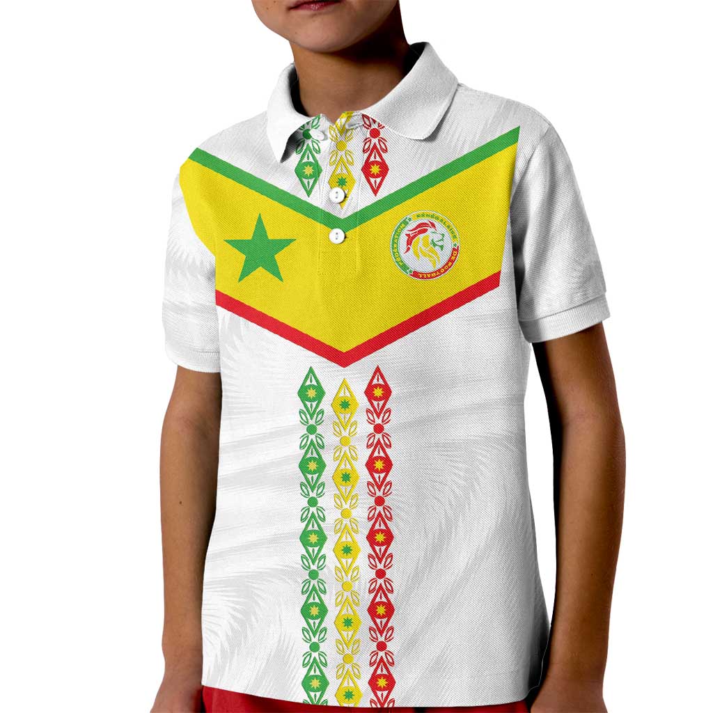 Custom Senegal Football Kid Polo Shirt Tricolor Traditional Patterns Sporty Style - Wonder Print Shop
