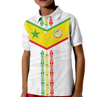 Custom Senegal Football Kid Polo Shirt Tricolor Traditional Patterns Sporty Style - Wonder Print Shop