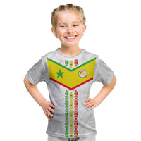 Custom Senegal Football Kid T Shirt Tricolor Traditional Patterns Sporty Style - Wonder Print Shop