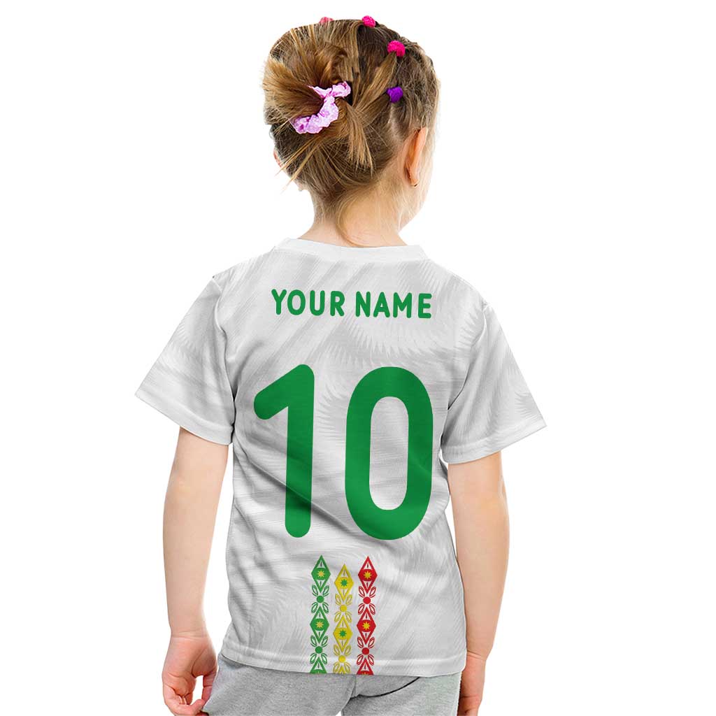 Custom Senegal Football Kid T Shirt Tricolor Traditional Patterns Sporty Style - Wonder Print Shop