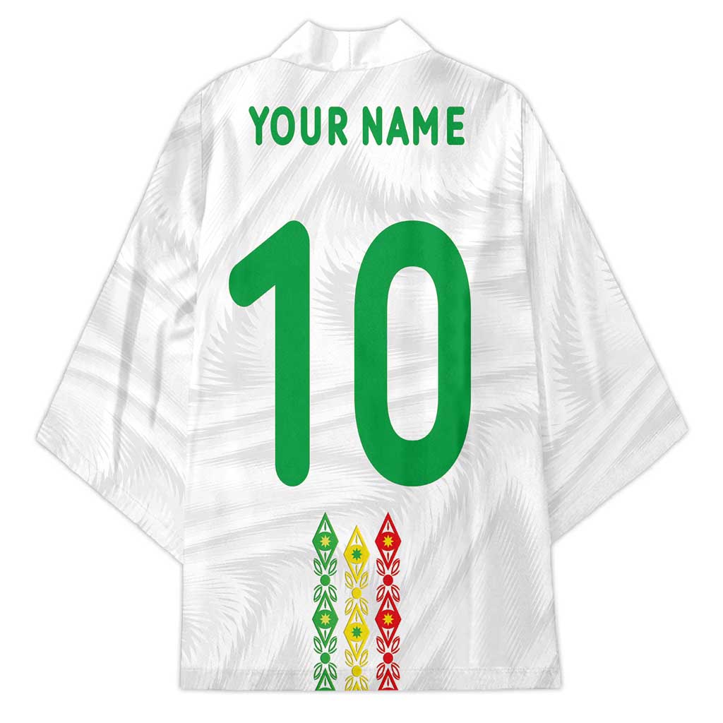 Custom Senegal Football Kimono Tricolor Traditional Patterns Sporty Style - Wonder Print Shop