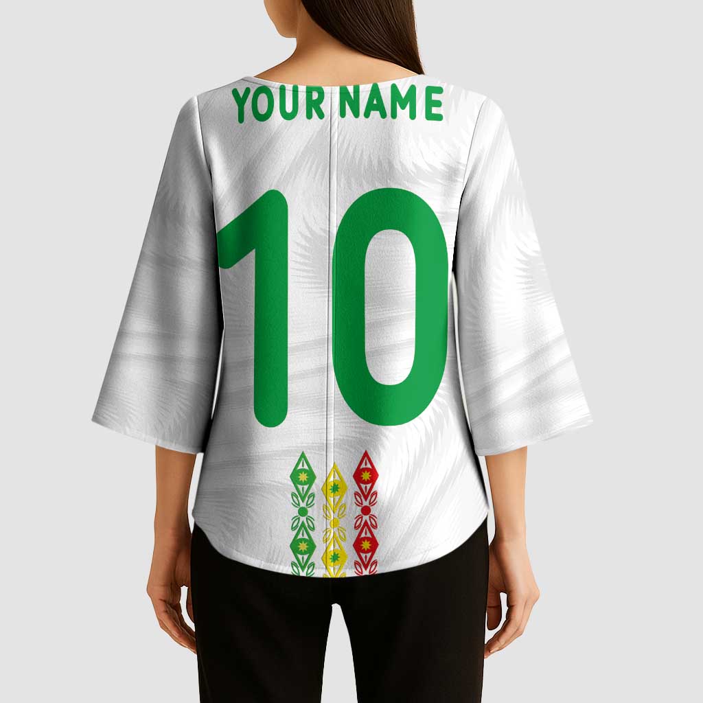 Custom Senegal Football Kimono Sleeve Blouse Tricolor Traditional Patterns Sporty Style - Wonder Print Shop