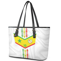 Custom Senegal Football Leather Tote Bag Tricolor Traditional Patterns Sporty Style - Wonder Print Shop