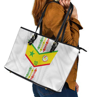 Custom Senegal Football Leather Tote Bag Tricolor Traditional Patterns Sporty Style - Wonder Print Shop