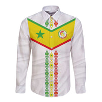 Custom Senegal Football Long Sleeve Button Shirt Tricolor Traditional Patterns Sporty Style - Wonder Print Shop