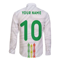 Custom Senegal Football Long Sleeve Button Shirt Tricolor Traditional Patterns Sporty Style - Wonder Print Shop