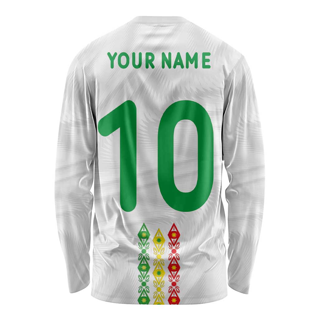 Custom Senegal Football Long Sleeve Shirt Tricolor Traditional Patterns Sporty Style - Wonder Print Shop
