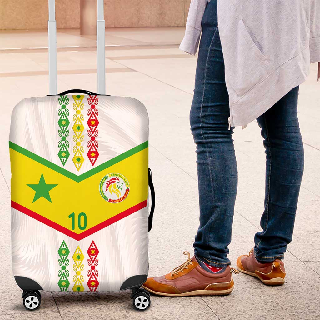 Custom Senegal Football Luggage Cover Tricolor Traditional Patterns Sporty Style - Wonder Print Shop