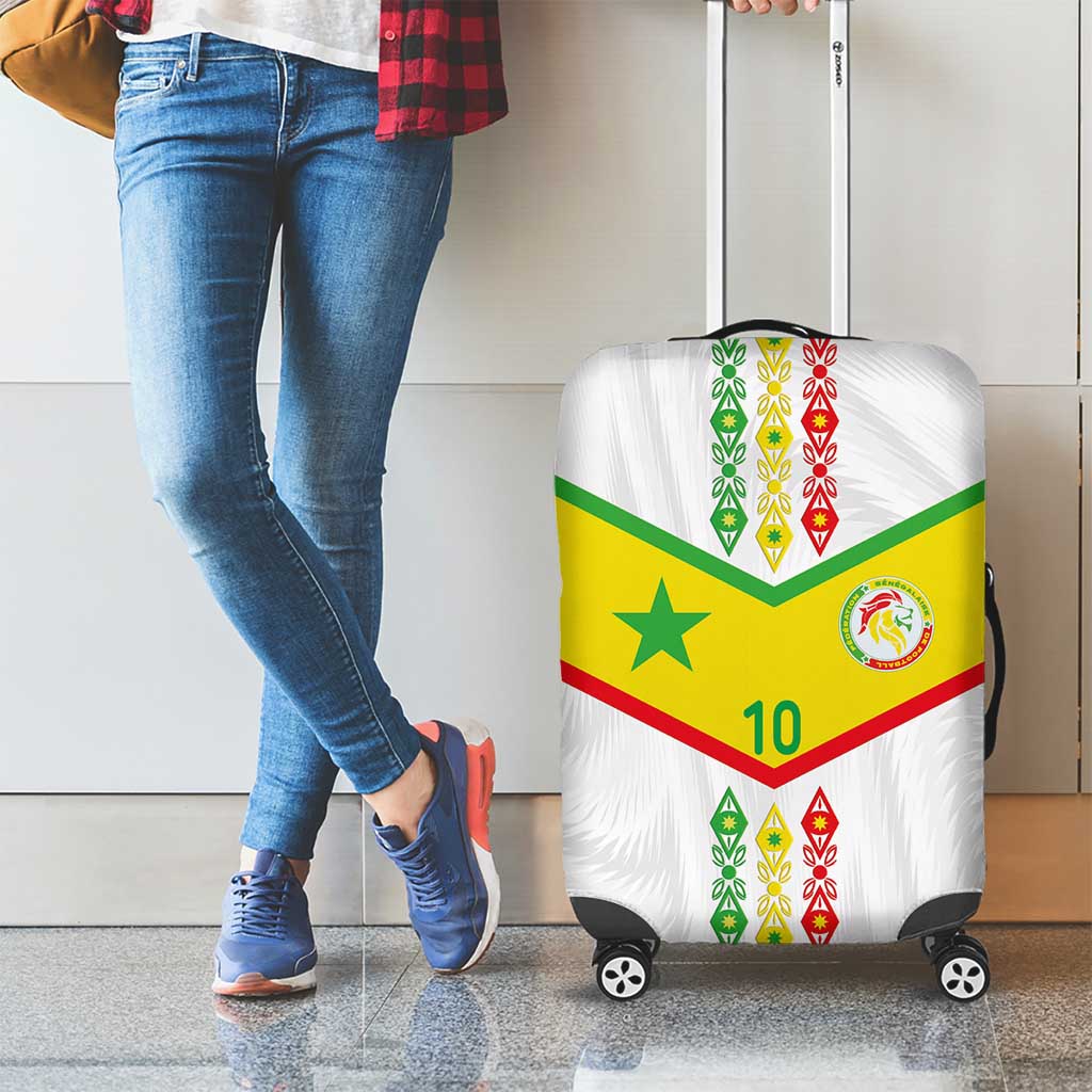 Custom Senegal Football Luggage Cover Tricolor Traditional Patterns Sporty Style - Wonder Print Shop