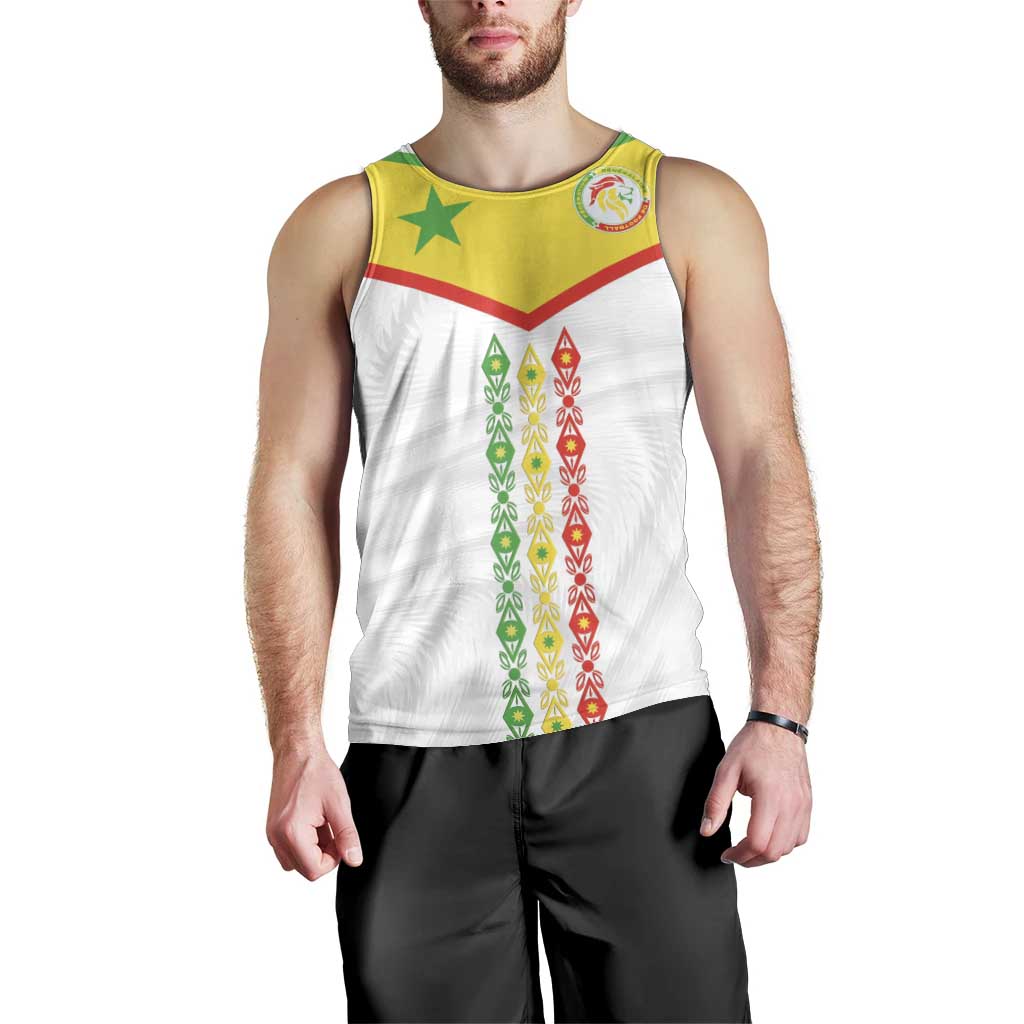 Custom Senegal Football Men Tank Top Tricolor Traditional Patterns Sporty Style - Wonder Print Shop