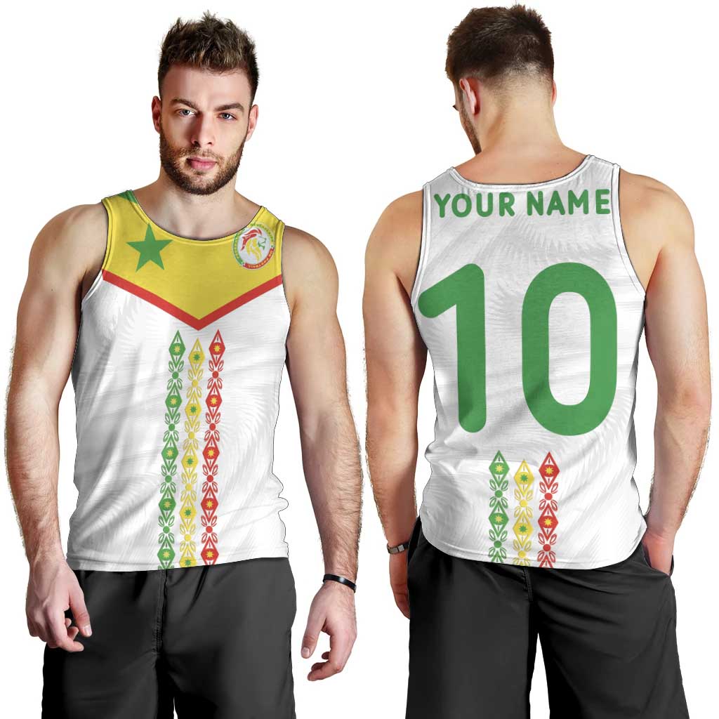 Custom Senegal Football Men Tank Top Tricolor Traditional Patterns Sporty Style - Wonder Print Shop