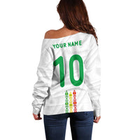 Custom Senegal Football Off Shoulder Sweater Tricolor Traditional Patterns Sporty Style - Wonder Print Shop