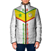 Custom Senegal Football Padded Jacket Tricolor Traditional Patterns Sporty Style - Wonder Print Shop