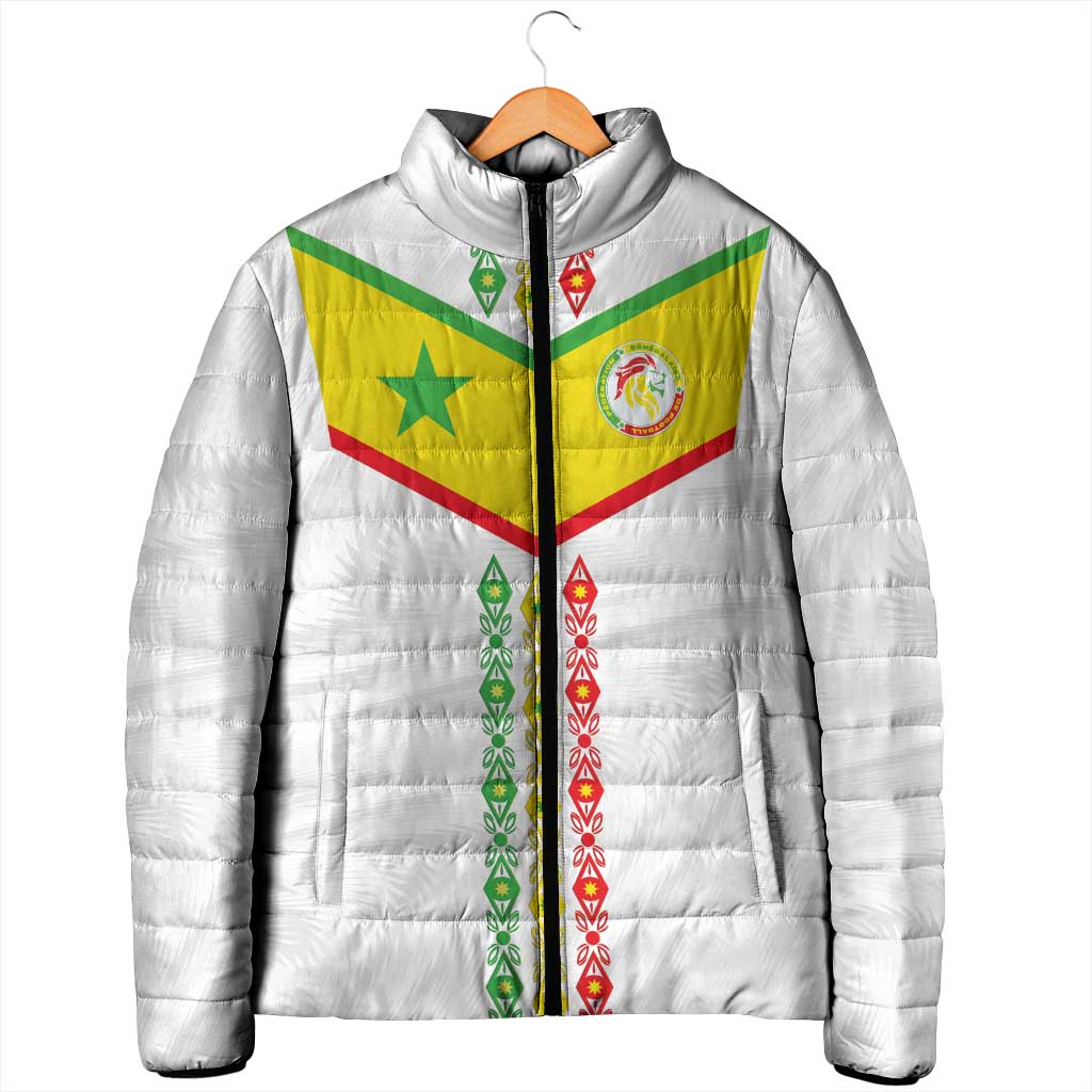 Custom Senegal Football Padded Jacket Tricolor Traditional Patterns Sporty Style - Wonder Print Shop