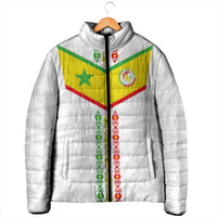 Custom Senegal Football Padded Jacket Tricolor Traditional Patterns Sporty Style - Wonder Print Shop