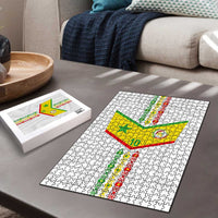 Custom Senegal Football Puzzle Tricolor Traditional Patterns Sporty Style - Wonder Print Shop