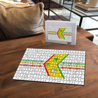 Custom Senegal Football Puzzle Tricolor Traditional Patterns Sporty Style - Wonder Print Shop