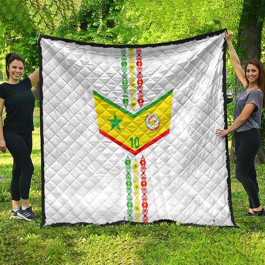 Custom Senegal Football Quilt Tricolor Traditional Patterns Sporty Style - Wonder Print Shop