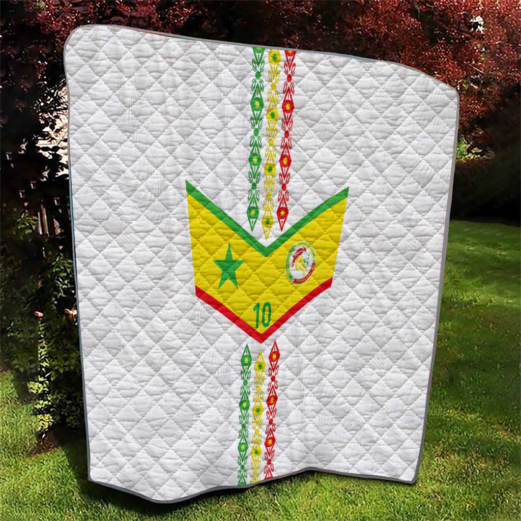 Custom Senegal Football Quilt Tricolor Traditional Patterns Sporty Style - Wonder Print Shop