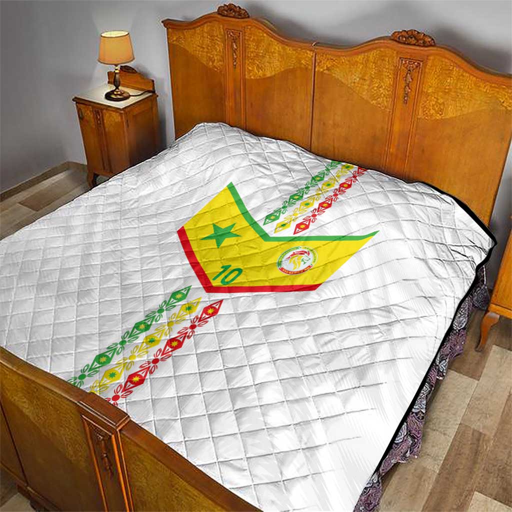 Custom Senegal Football Quilt Tricolor Traditional Patterns Sporty Style - Wonder Print Shop