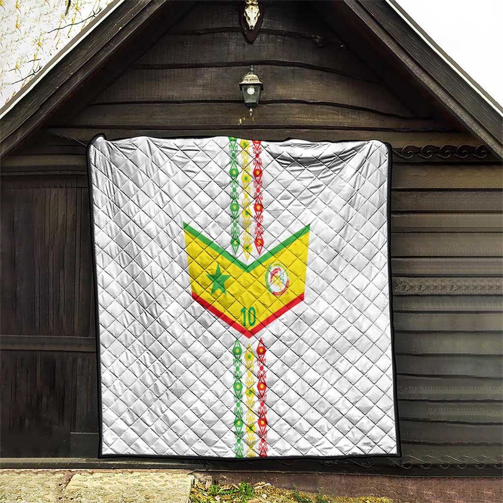 Custom Senegal Football Quilt Tricolor Traditional Patterns Sporty Style - Wonder Print Shop