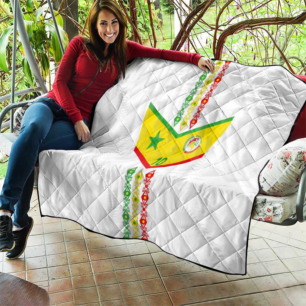Custom Senegal Football Quilt Tricolor Traditional Patterns Sporty Style - Wonder Print Shop