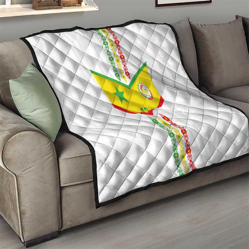 Custom Senegal Football Quilt Tricolor Traditional Patterns Sporty Style - Wonder Print Shop