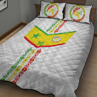 Custom Senegal Football Quilt Bed Set Tricolor Traditional Patterns Sporty Style - Wonder Print Shop