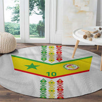 Custom Senegal Football Round Carpet Tricolor Traditional Patterns Sporty Style - Wonder Print Shop