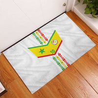 Custom Senegal Football Rubber Doormat Tricolor Traditional Patterns Sporty Style - Wonder Print Shop