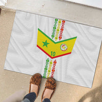 Custom Senegal Football Rubber Doormat Tricolor Traditional Patterns Sporty Style - Wonder Print Shop