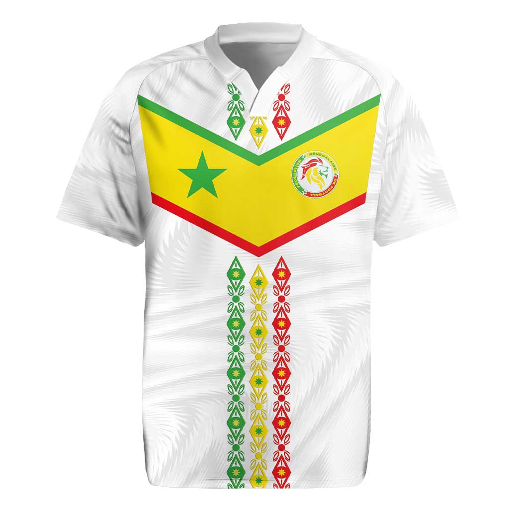 Custom Senegal Football Rugby Jersey Tricolor Traditional Patterns Sporty Style - Wonder Print Shop