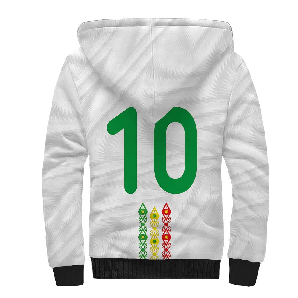 Custom Senegal Football Sherpa Hoodie Tricolor Traditional Patterns Sporty Style - Wonder Print Shop