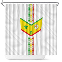 Custom Senegal Football Shower Curtain Tricolor Traditional Patterns Sporty Style - Wonder Print Shop
