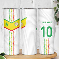 Custom Senegal Football Skinny Tumbler Tricolor Traditional Patterns Sporty Style - Wonder Print Shop