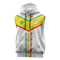 Custom Senegal Football Sleeveless Hoodie Tricolor Traditional Patterns Sporty Style - Wonder Print Shop