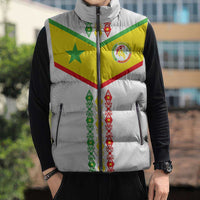 Custom Senegal Football Sleeveless Puffer Jacket Tricolor Traditional Patterns Sporty Style - Wonder Print Shop