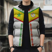 Custom Senegal Football Sleeveless Puffer Jacket Tricolor Traditional Patterns Sporty Style - Wonder Print Shop