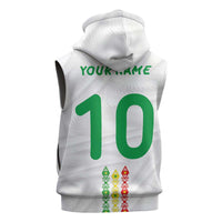 Custom Senegal Football Sleeveless Zip Hoodie Tricolor Traditional Patterns Sporty Style - Wonder Print Shop