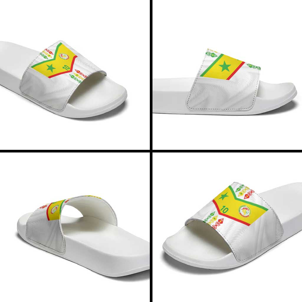 Custom Senegal Football Slide Sandals Tricolor Traditional Patterns Sporty Style - Wonder Print Shop