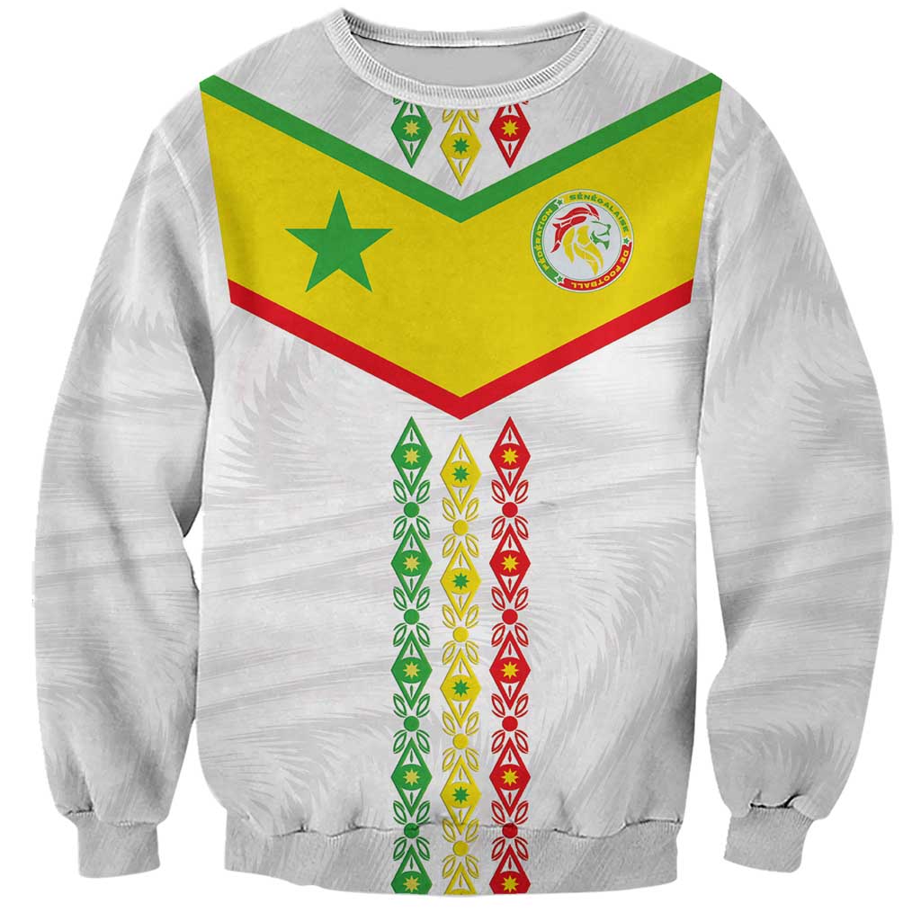 Custom Senegal Football Sweatshirt Tricolor Traditional Patterns Sporty Style - Wonder Print Shop
