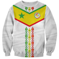 Custom Senegal Football Sweatshirt Tricolor Traditional Patterns Sporty Style - Wonder Print Shop