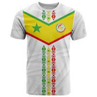 Custom Senegal Football T Shirt Tricolor Traditional Patterns Sporty Style - Wonder Print Shop